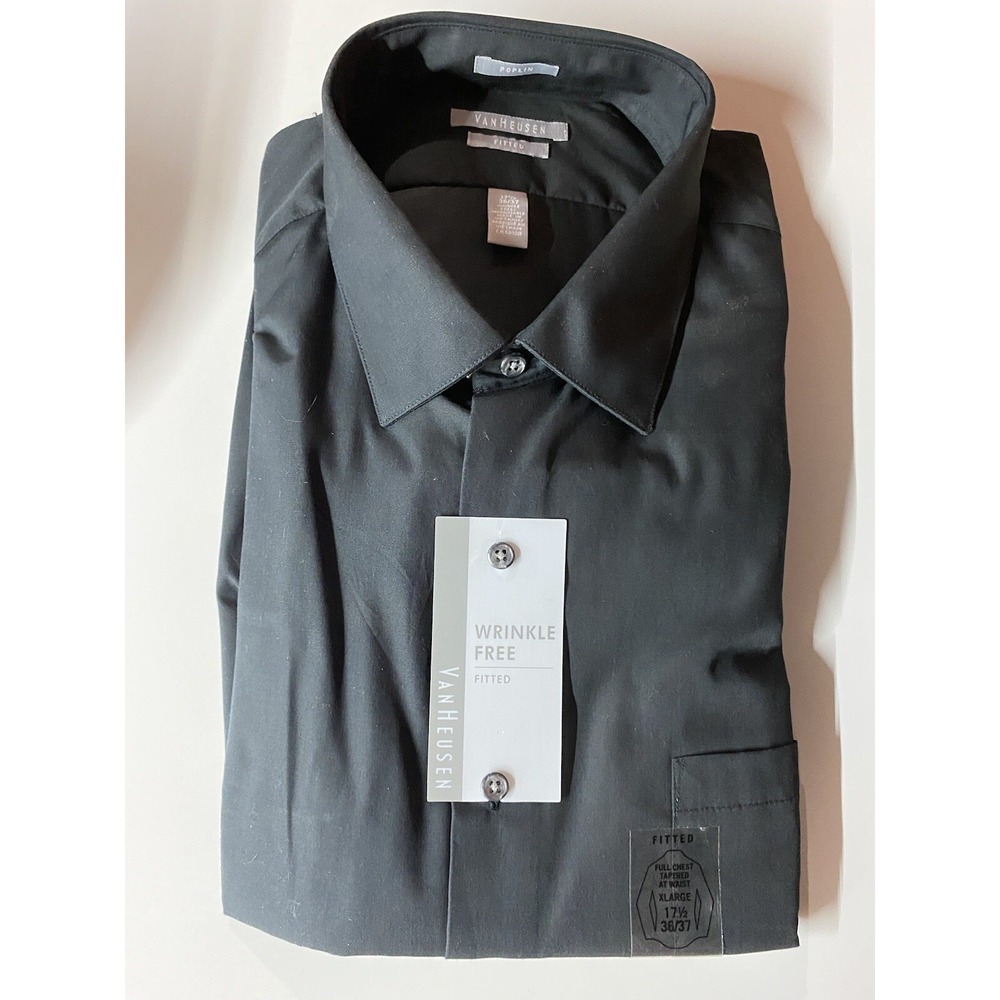 Van Heusen wrinkle free black fitted button down XL